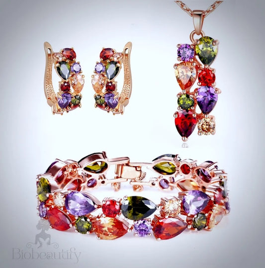 Wedding Jewelry - Multicolor Cubic Zirconia Necklace/Bracelet/Earrings/Set