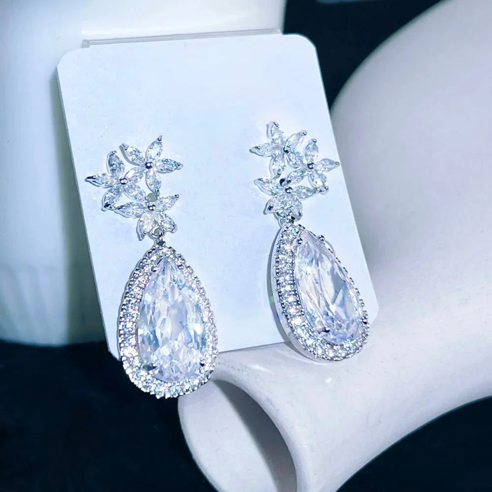 Zarena Silver Bridal Earrings With Cubic Zirconia