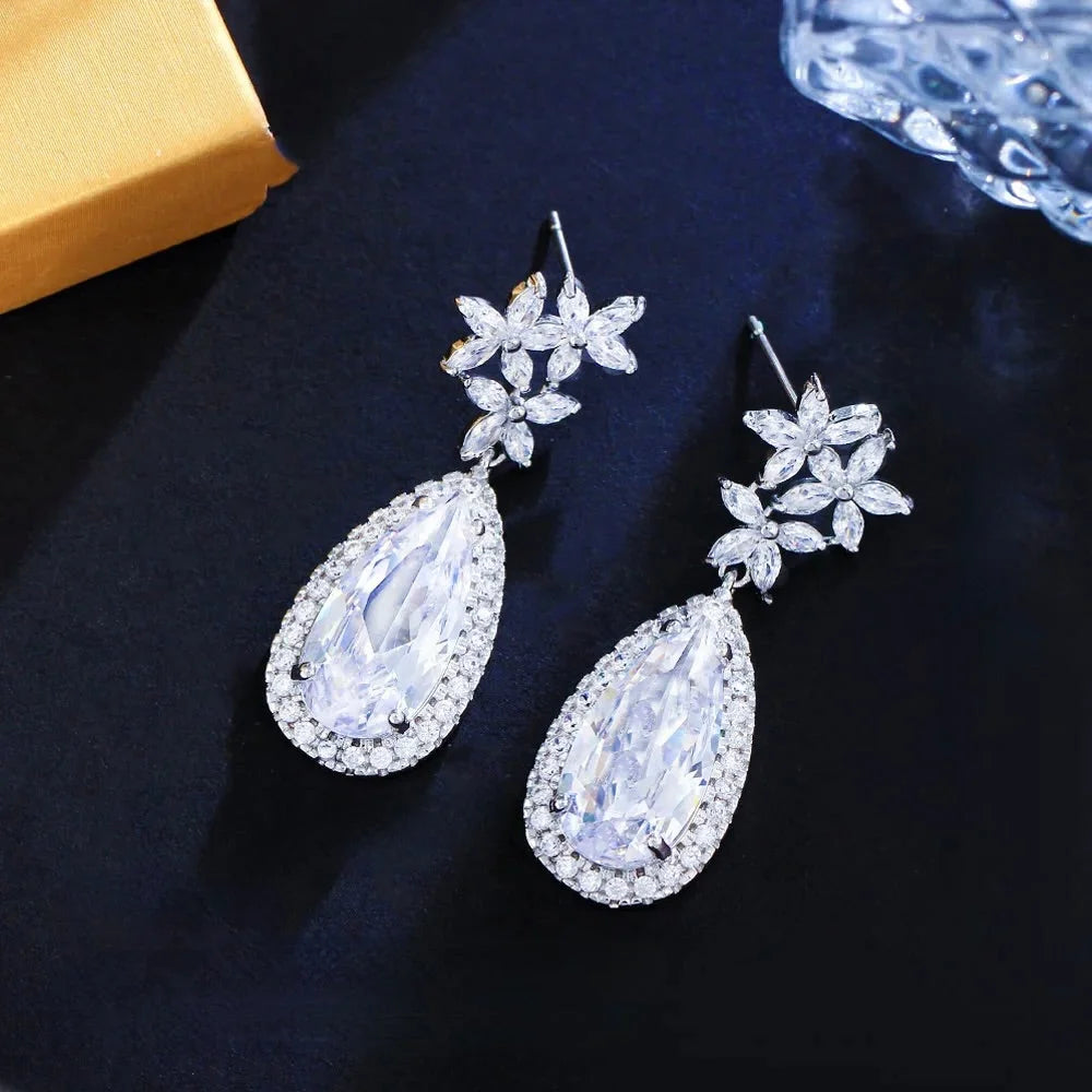 Zarena Silver Bridal Earrings With Cubic Zirconia