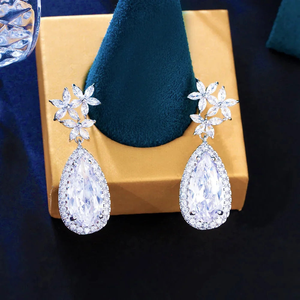 Zarena Silver Bridal Earrings With Cubic Zirconia