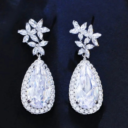 Zarena Silver Bridal Earrings With Cubic Zirconia