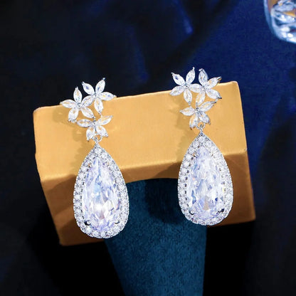 Zarena Silver Bridal Earrings With Cubic Zirconia