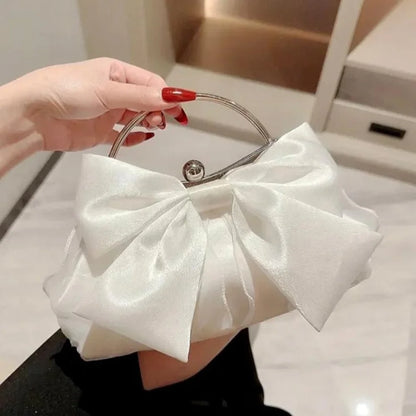 Zeina Satin Bow Bridal Clutch - Various Colors Available