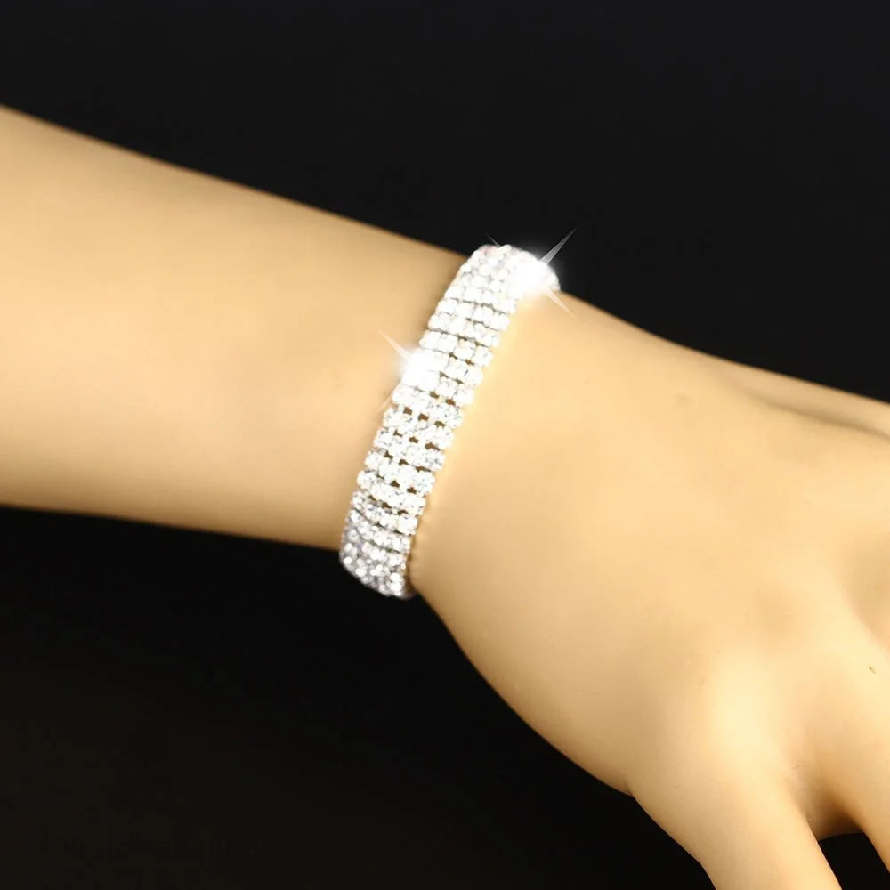 Zelda Silver Bridal Bracelet With Rhinestones