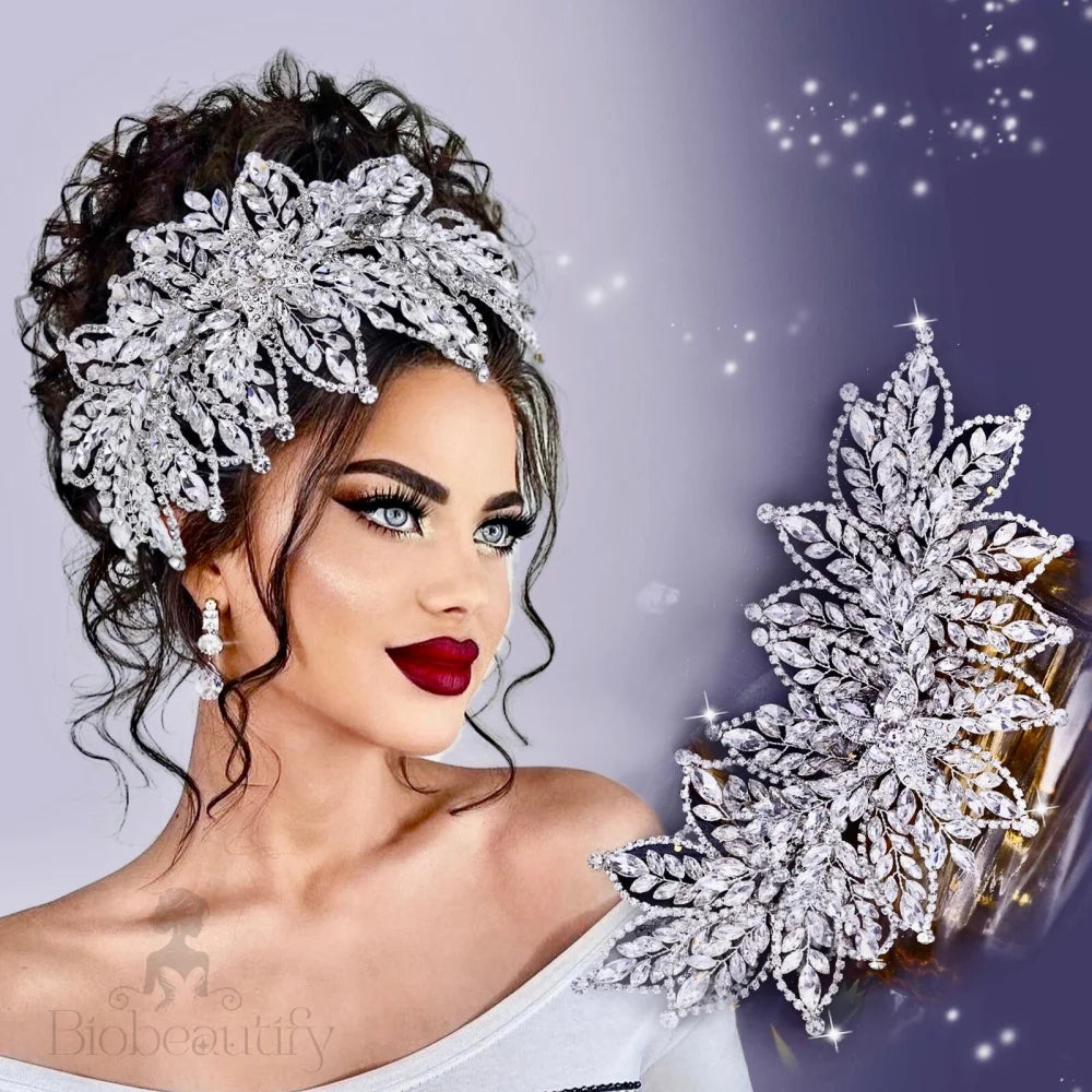 Zenaida Silver Crystal Bridal Headpiece