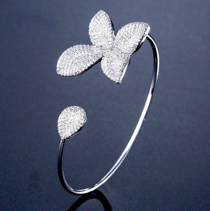 Wedding Jewelry - Cubic Zirconia Bridal Bangle Bracelet - Available in Silver and Yellow Gold